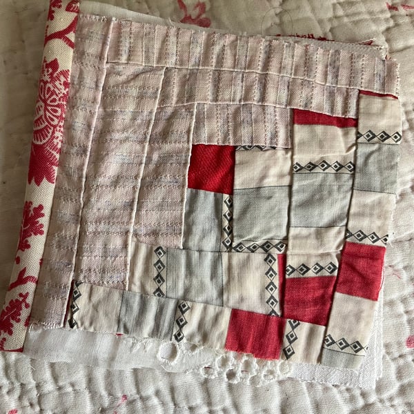 Antique log cabin fabric journal