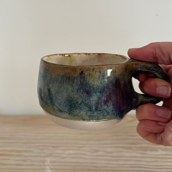 Handmade ceramic chunky mug, 300ml cappuccino mug, wabi sabi mug