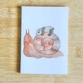 A6 mini notebook plain paper - Panda and snail