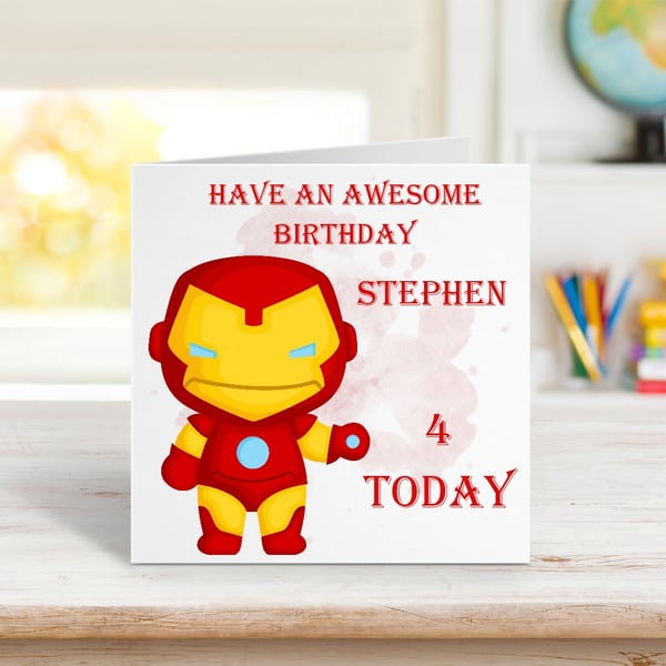 Personalised Iron Man Children's Birthday Card