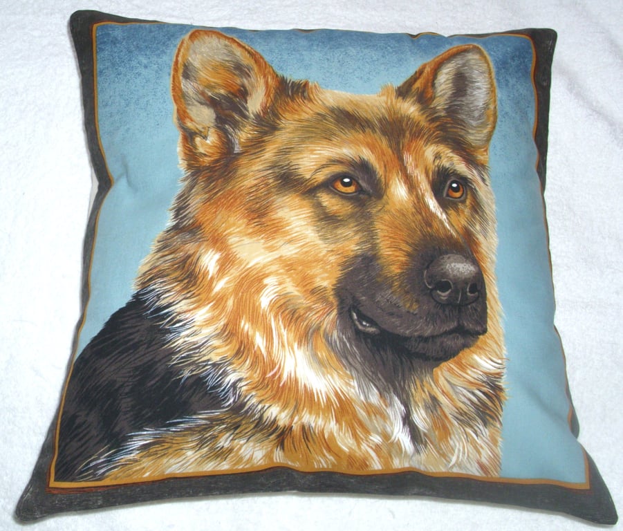 Beautiful Alsation dog ready and waiting for action cushion