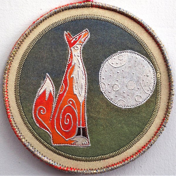 FXPM016 - Mandala Wall Hanging-15cm diameter-Orange-Olive Green-Pastel-Silver