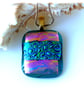 Dichroic Glass Pendant 277 Pink Emerald Handmade with gold plated chain - Image 5