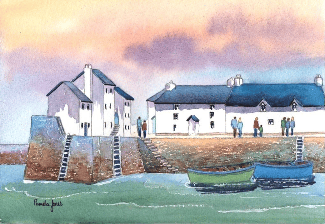 Polperro Walk, Cornwall, Watercolour Print, in 14 x 11 '' Mount, Gift idea