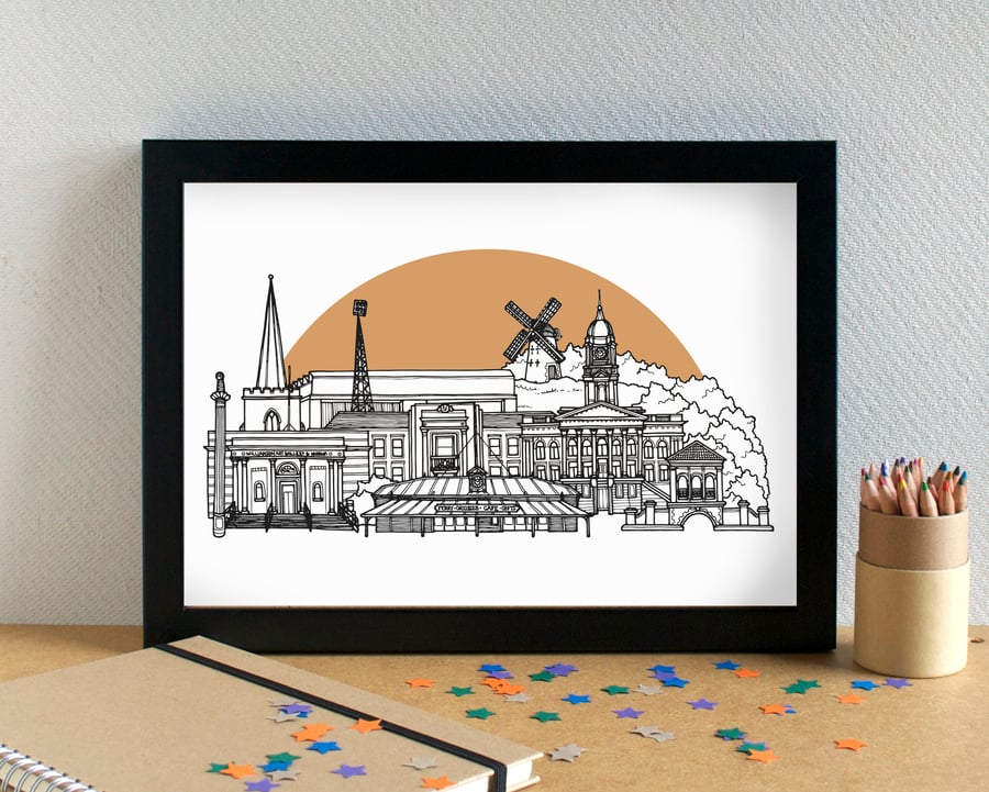 Birkenhead Wirral Skyline Art Print
