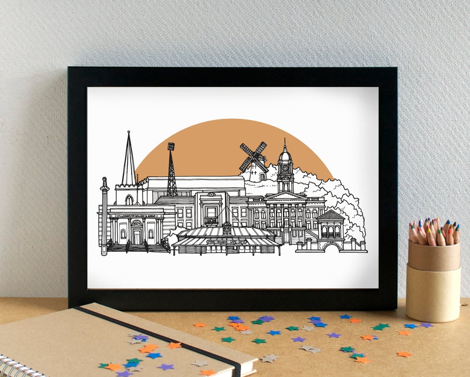 Birkenhead Wirral Skyline Art Print