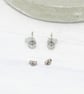 Titanium ear wire mini ghost stud earrings - Holographic glitter silver  - Image 3