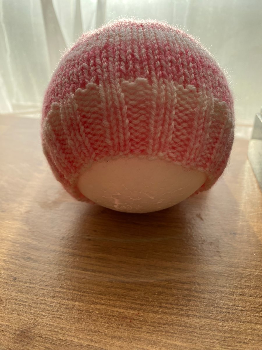 Pretty in Pink knitted baby beanie 
