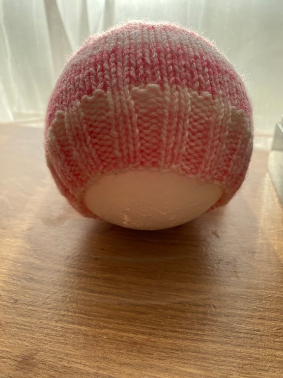 Pretty in Pink knitted baby beanie 