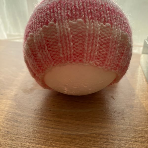 Pretty in Pink knitted baby beanie 