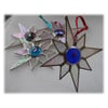 Shiny White Dichroic Star Stained Glass Suncatcher 004 Blue