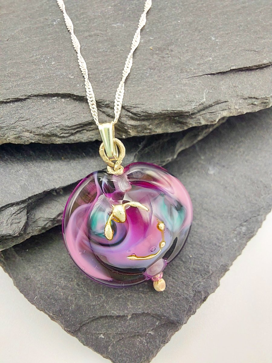 Cosmic Purple Lampwork Necklace