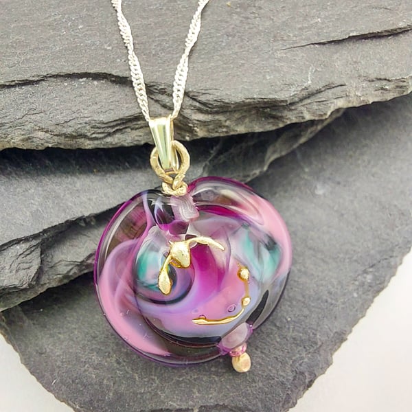 Cosmic Purple Lampwork Necklace