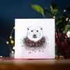 Polar Bear and festive wreath single card