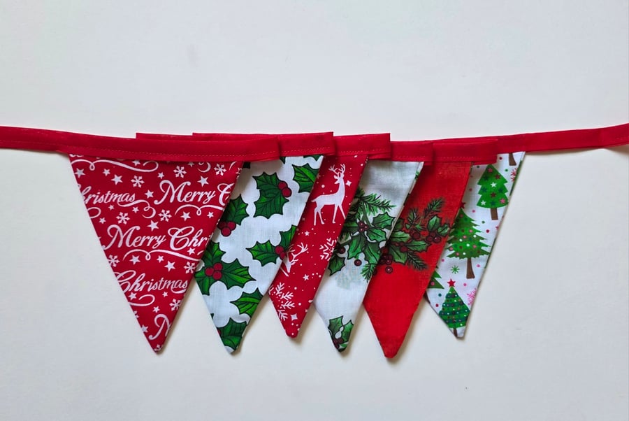 Eco Christmas Bunting - 12 flag - 100% Cotton