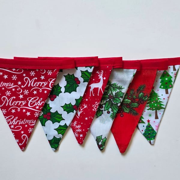 Eco Christmas Bunting - 12 flag - 100% Cotton