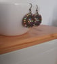 MULTI COLOURED ANTIQUE BRONZE DANGLE EARRINGS. - Image 2