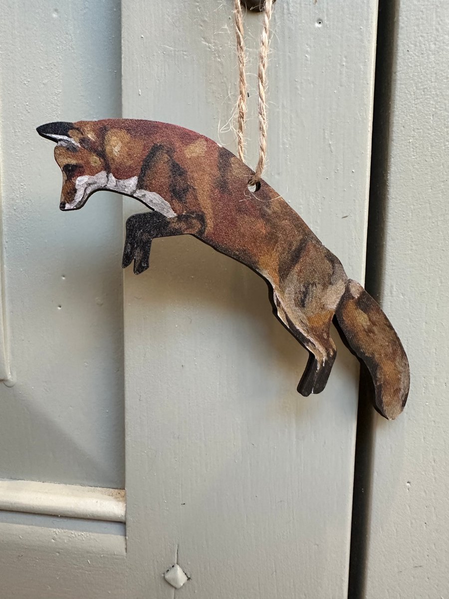 Sustainable Pouncing Fox Christmas Decoration