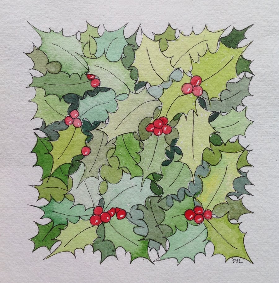 Original watercolour 'Holly' painting