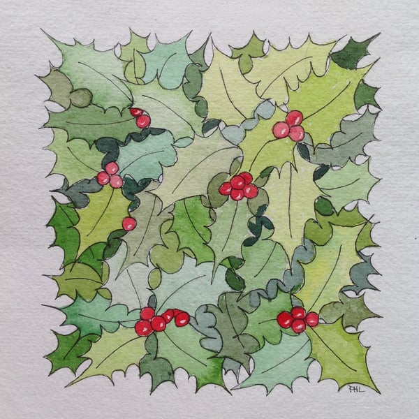 Original watercolour 'Holly' painting