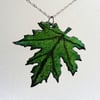 Enamelled copper leaf pendant 101