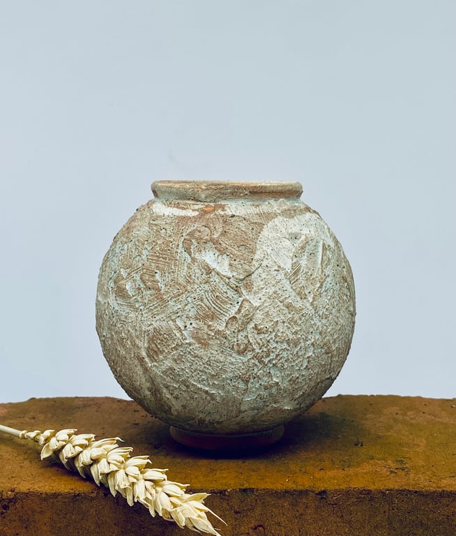 Small textured moon jar
