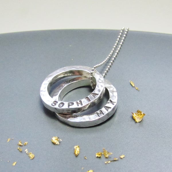 Personalised Mini Circles Silver Necklace
