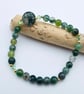 Moss Agate Bracelet With Swarovski Crystals, Birthday, Anniversary, Gift For Her