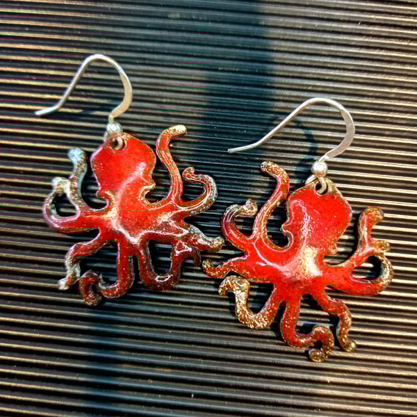 Red Octupus earrings