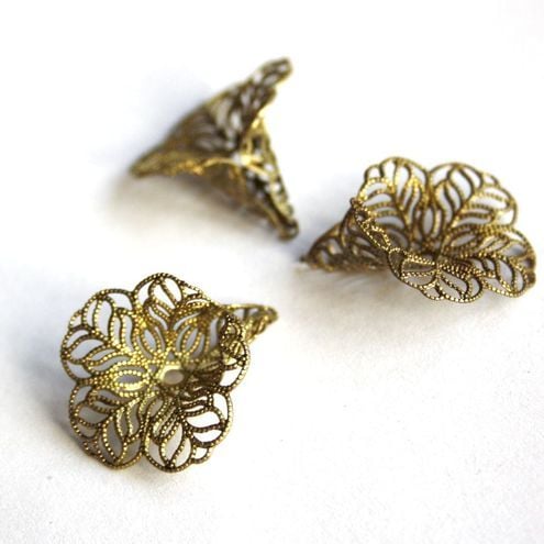 Antique Bronze Filigree Bead Cap 