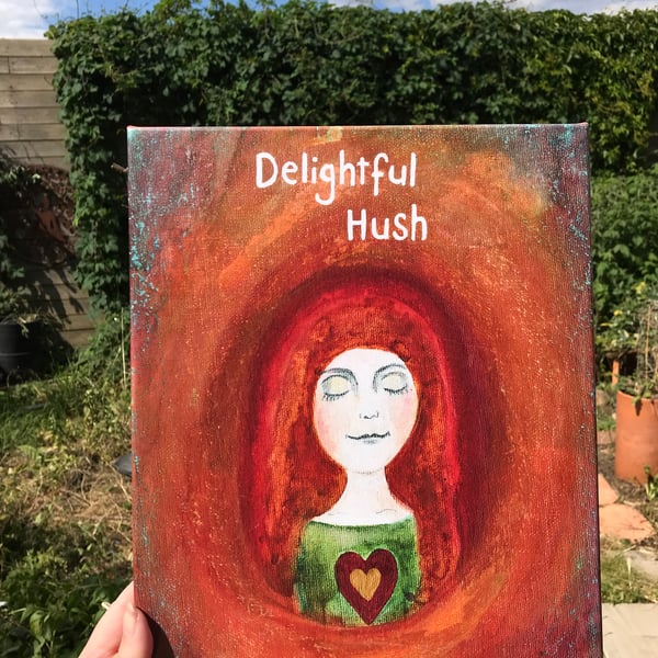 Printed canvas, 10" by 12" "Delightful Hush"