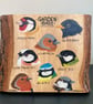 Garden birds original painting on oak wood