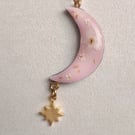 Real Flower Resin Pendant Wood Moon Star