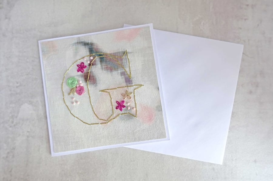 SALE Hand Stitched Letter G Card