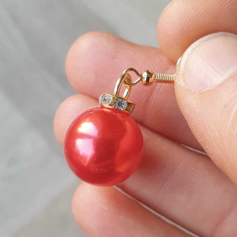 Red Bling Bauble Earrings