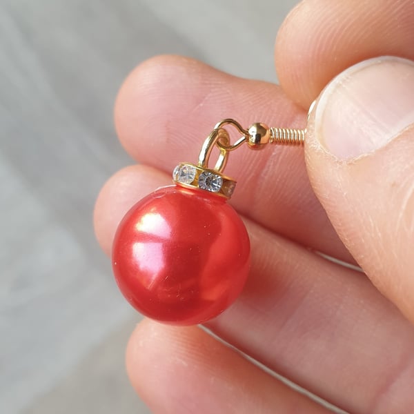 Red Bling Bauble Earrings