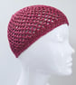 Red and Gold Sparkly Crochet Boho Mesh Skull Cap
