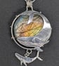 Sterling Silver Whale pendant, Silver whale pendant with labradorite stone - Image 5