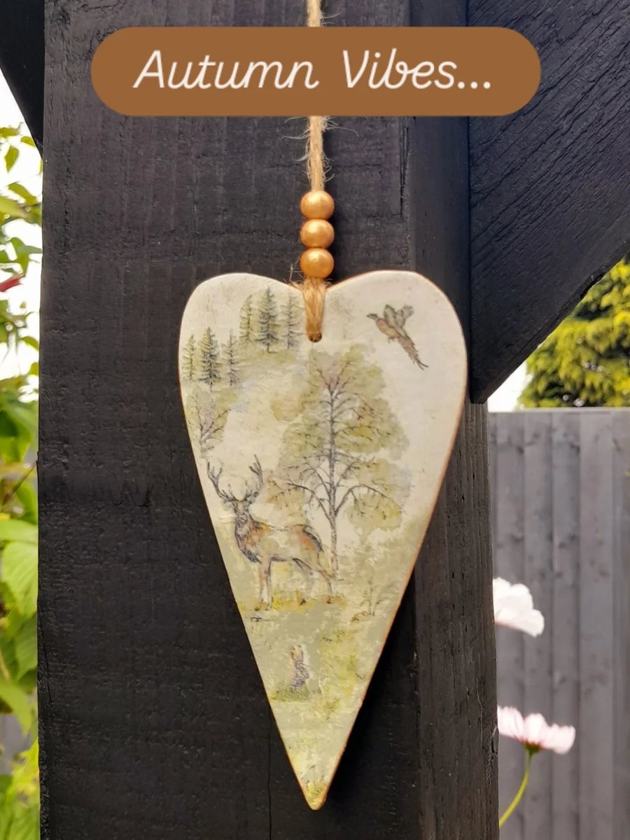 Woodland Scene Clay Hanging Heart