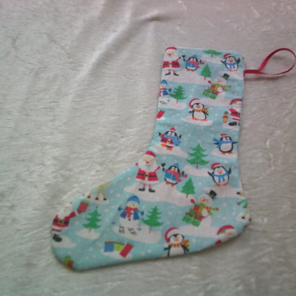 Penguins and Santa 7.5 inch Stocking
