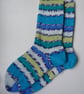 Hand-cranked Knitted Ribbed Wool Socks Size 6 to 7 - Image 2