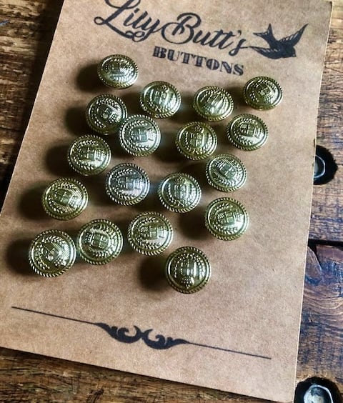 18 Vintage Gold Metal Blazer Buttons 16mm