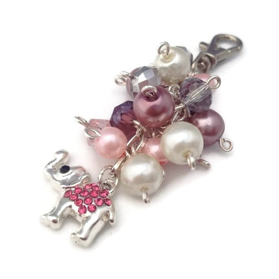 Pink Elephant Bag Charm