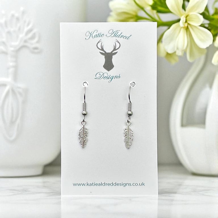 Charm Earrings - Feather