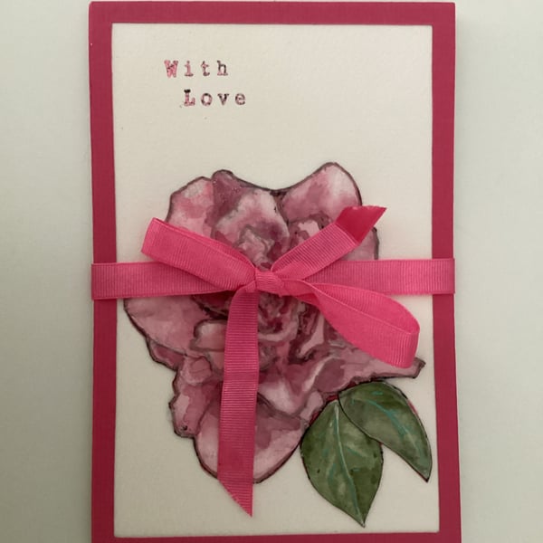 Camellia, Ribbon Tie Card
