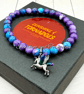 Purple Rain Jasper & Enamelled Unicorn Bracelet – Handmade Gemstone Jewellery UK - Image 1