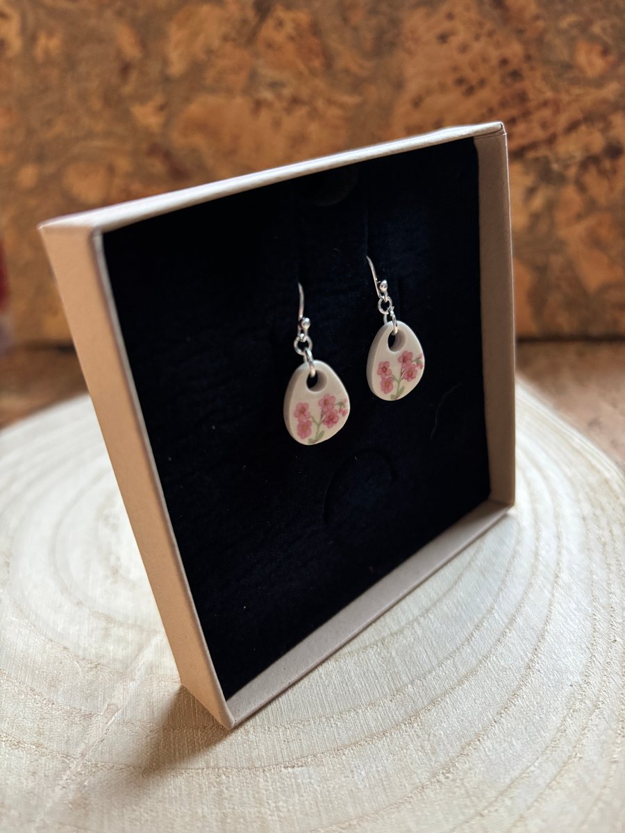 Handmade Pink Flower Earrings, Eco Friendly Gifts, Unique Jewellery.