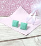 Turquoise square stud earrings for women. Pastel ear studs. - Image 3