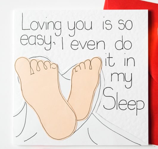 Loving you is so easy I even do it in my sleep, Valentine, Anniversary card