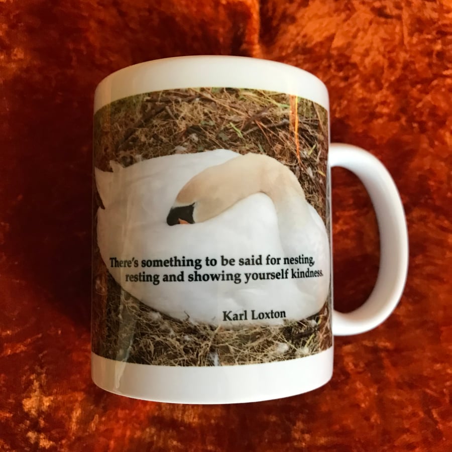 Swan mug "Resting and nesting" by Karl Loxton